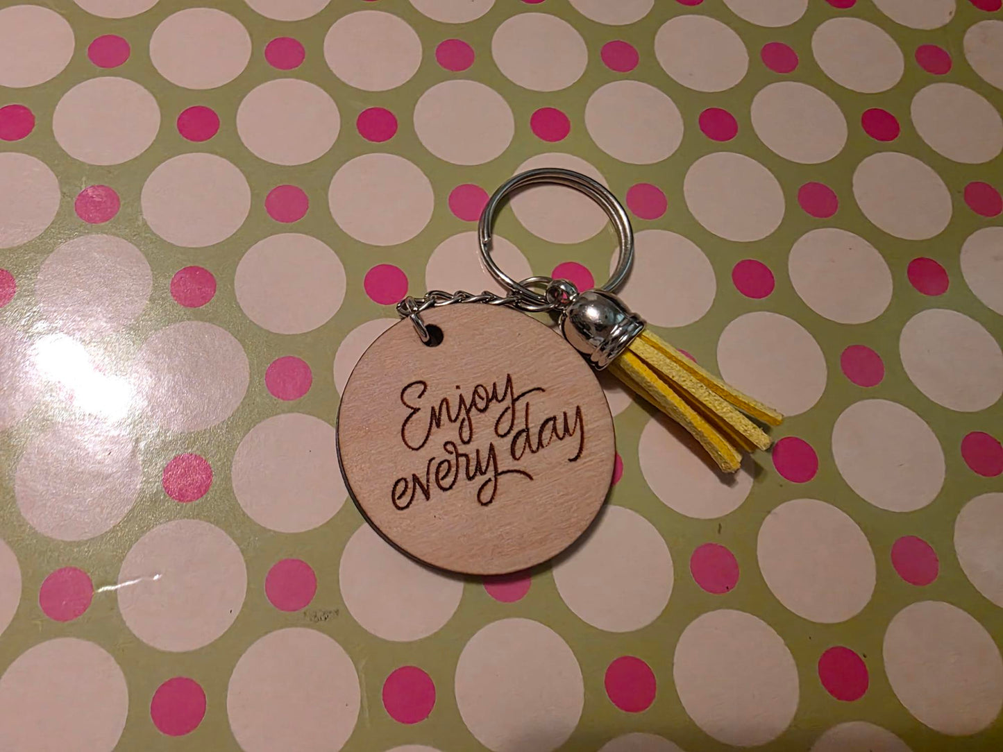 Small wooden laser cut key chains